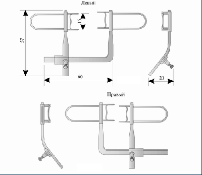 Векорасширитель с опорами на надбровные дуги левый